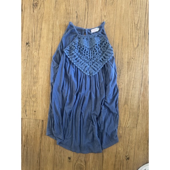 Bluetime Size Small Women's Top Blue Lace Top Sleeveless Summertime Trendy #89 - Picture 3 of 11